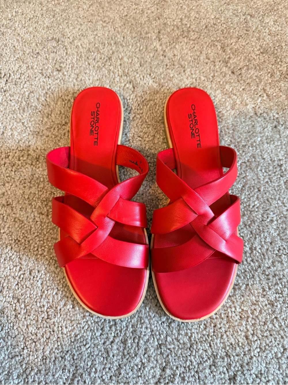 NIB Charlotte Stone Marva Sandals in Rouge Red Size 9 - Picture 4 of 7